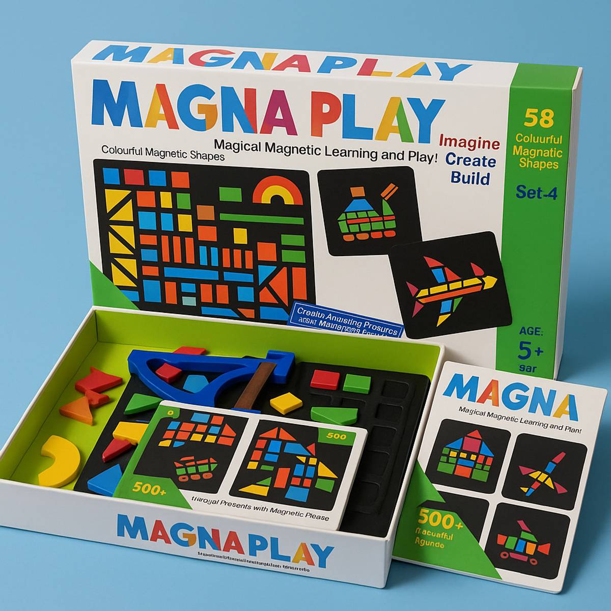 MAGNA PLAY Colourful Magnetic Shapes – Set of 58 Pieces Educational Board Games — photo 5