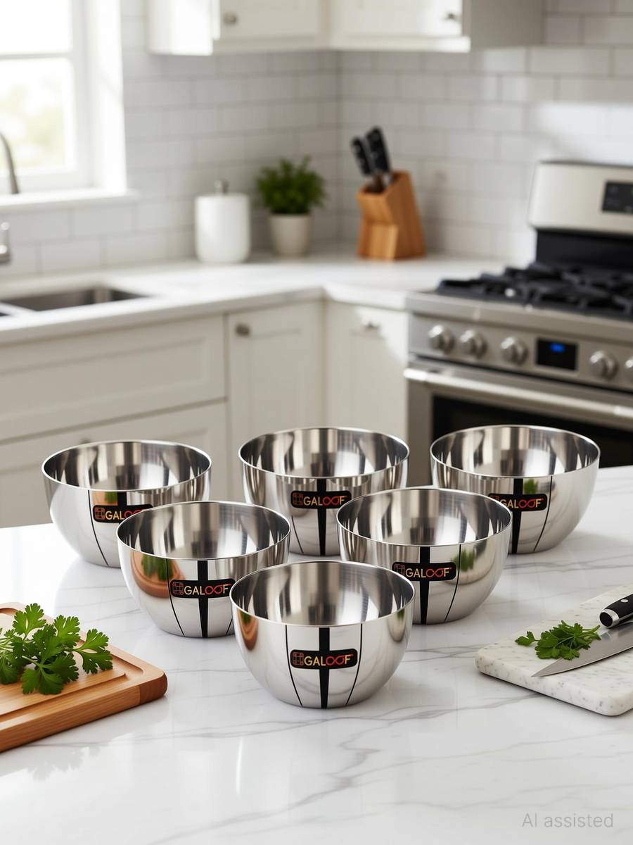 Stainless Steel Vegetable Bowl heavy gauge set of 6 — photo 6