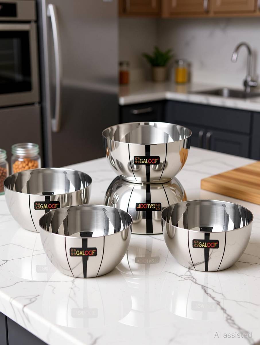 Stainless Steel Vegetable Bowl heavy gauge Vegetable bowl set of 5 Stainless Steel vati — photo 6