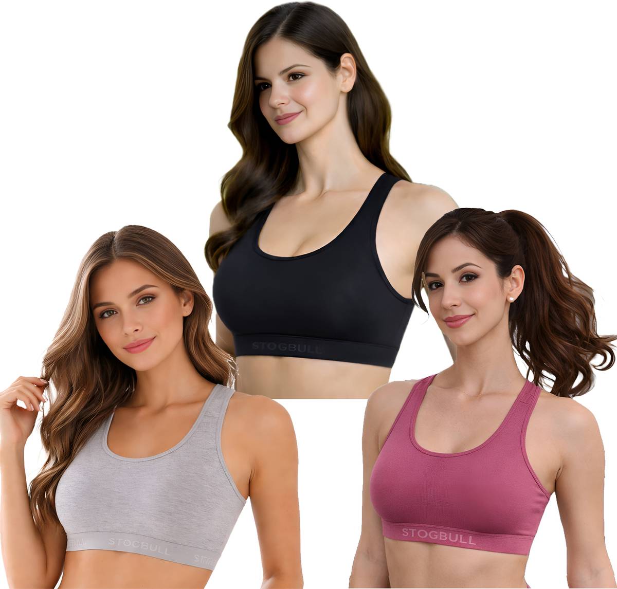 STOGBULL Cotton Lycra Sports Bra combo pack of 3 for Gym Yoga Exercise Running Workout Women Sports Non Padded Bra — photo 6