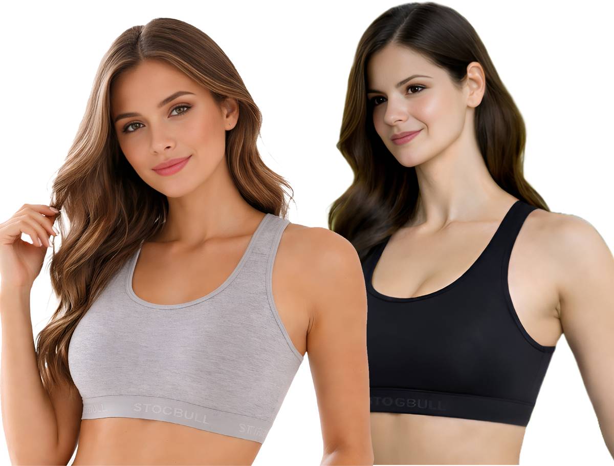 STOGBULL Women Cotton Lycra Sports Bra Combo Pack of 3 for Daily Wear, Gym & Yoga Women Sports Non Padded Bra — photo 6