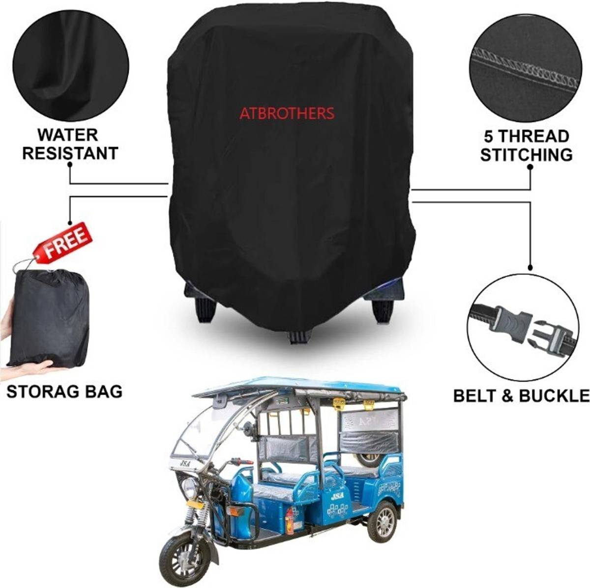 ATBROTHERS Car Cover For Universal For Autorickshaw Universal For Autorickshaw (Without Mirror Pockets) — photo 5