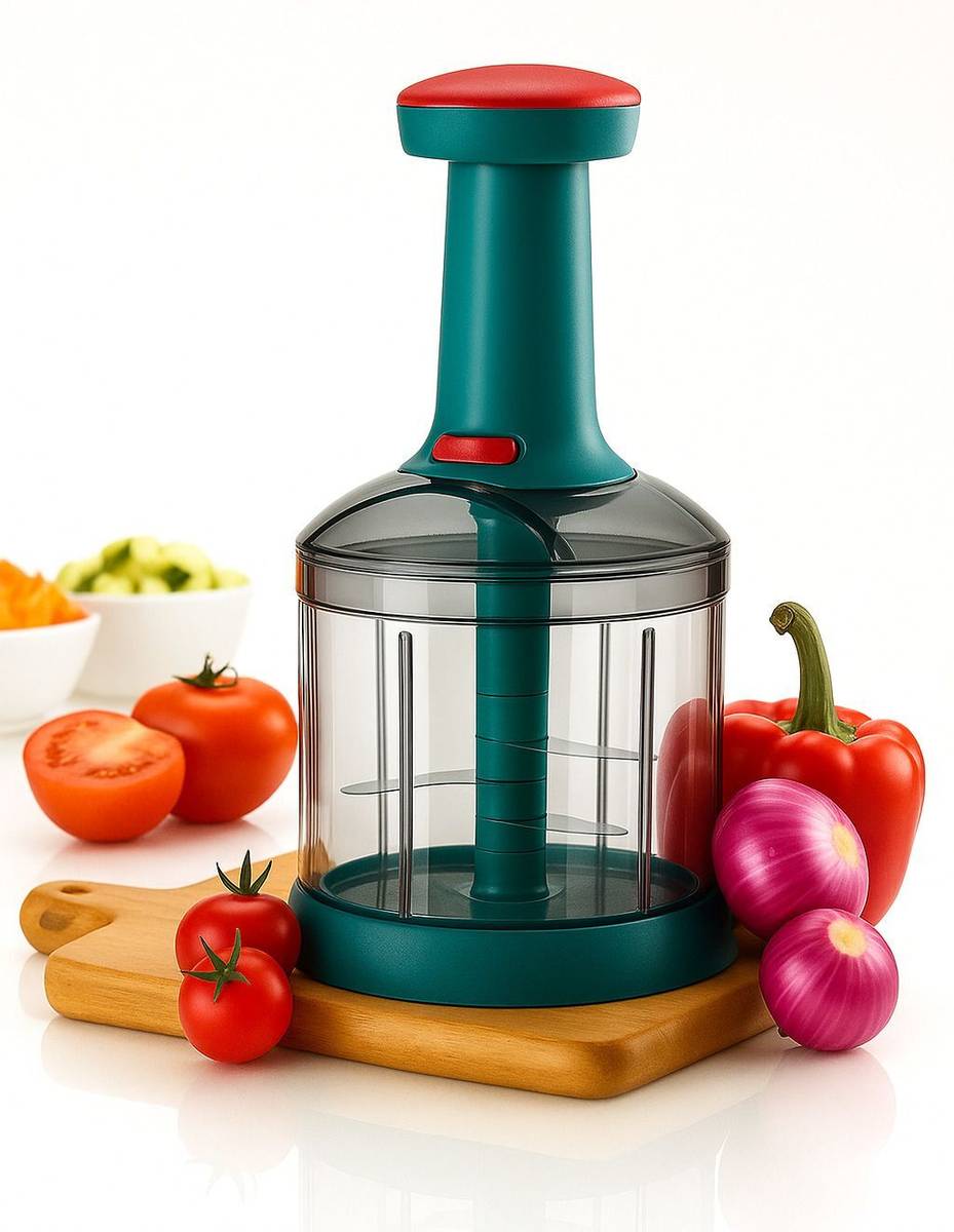 Hand Push Chopper with 3 Blades for Effortless Chopping Vegetables & Fruits Kitchen Tool Set — photo 6