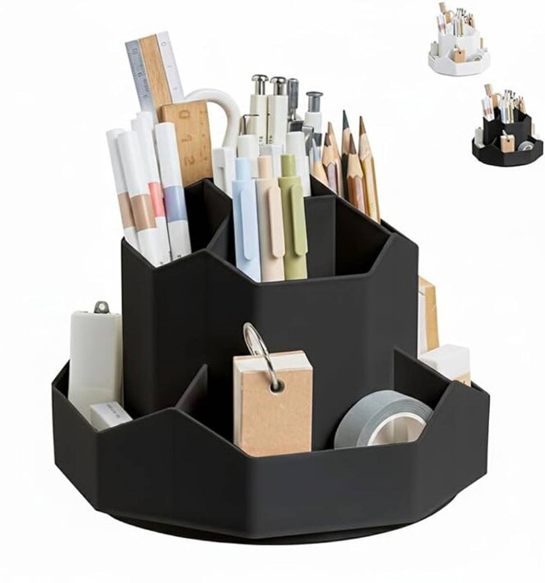 9 Compartments Heavy Plastic Rotating Pen Pencil Holder, Desk Organizer For Office, Desk Supplies Organisers — photo 6
