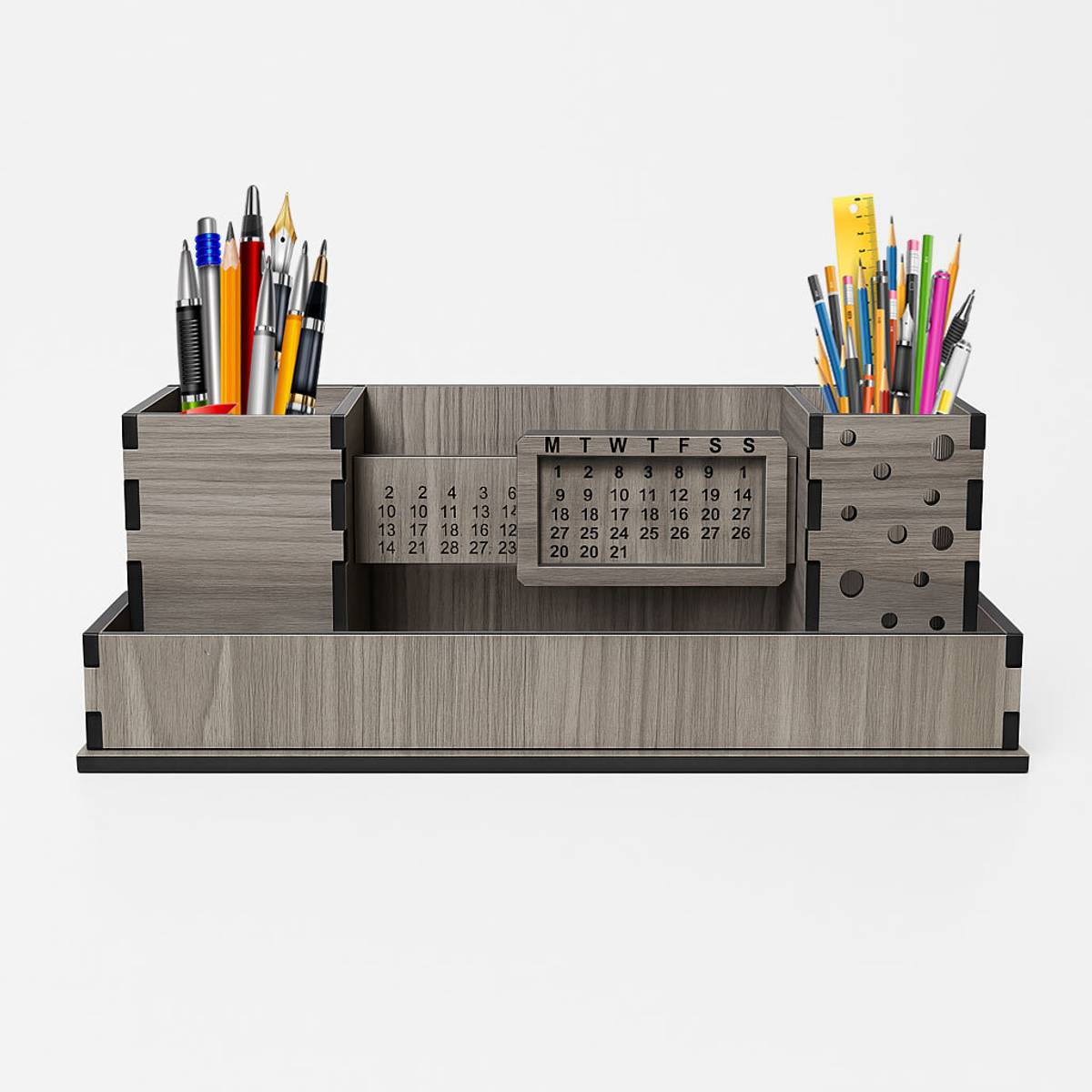 2 Compartments MDF Pen Stand for Office & Study Table Desk Organizers Stationery Holder for Pens, Pencils & Accessories — photo 5
