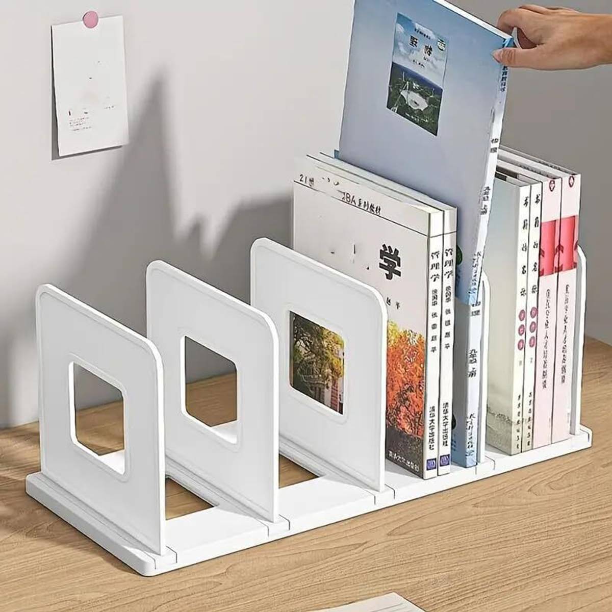 4 Compartments HIPS Plastic Bookshelf for Office Desk — photo 6
