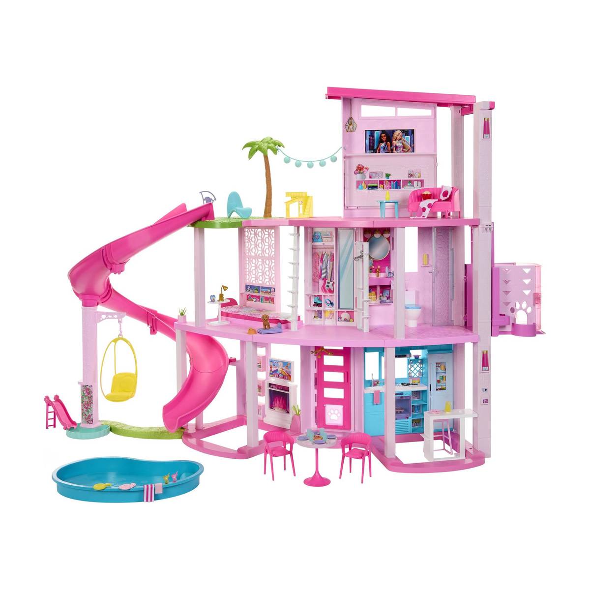 BARBIE Dreamhouse, 75+ Pieces, Pool Party Doll House with 3 Story Slide — photo 6