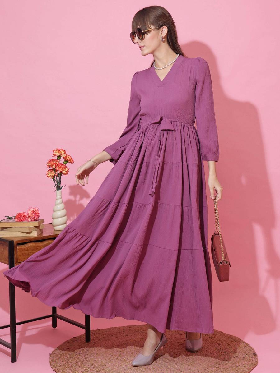 Honky Tonky Women Fit and Flare Purple Maxi/Full Length Dress — photo 6