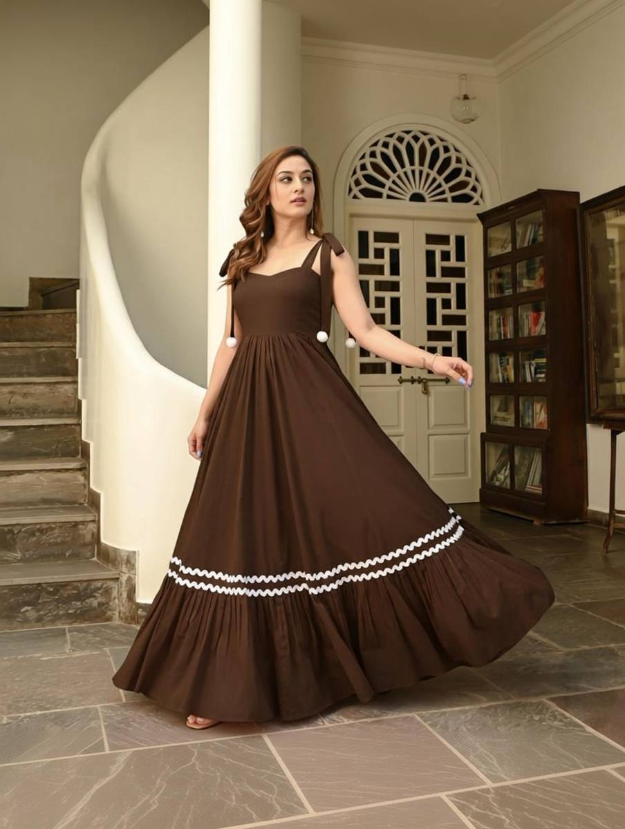 SARTAZ Women Fit and Flare Brown Below Knee Dress — photo 5