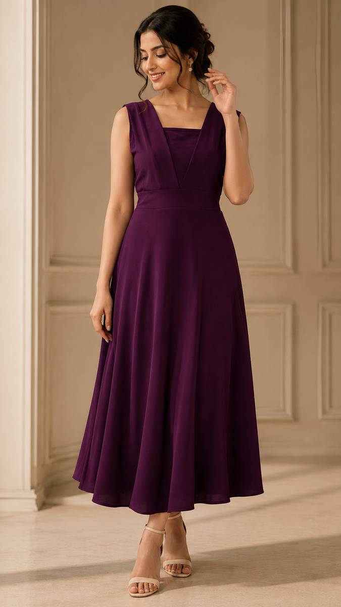 SHRASTHA Women A-line Purple Midi/Calf Length Dress — photo 5
