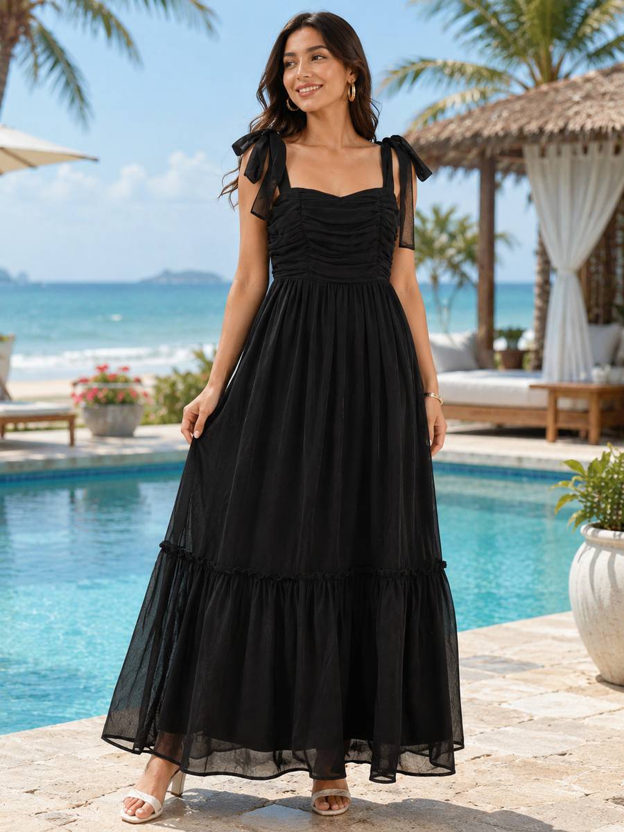 Dhabudi Women Layered Black Maxi/Full Length Dress — photo 6
