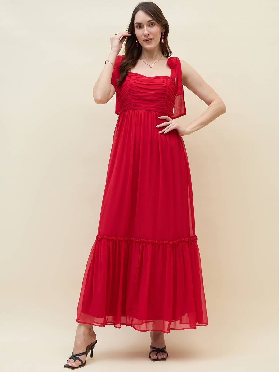 AAYU Women Layered Red Maxi/Full Length Dress — photo 6
