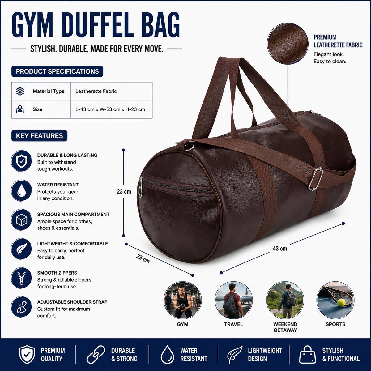 ZENVIXXO 20 L Gym Duffel Bag - Gym Duffel Bag - Sports travel bag — photo 6