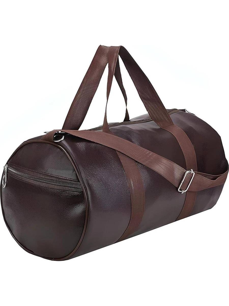 (Expandable) Leather Brown Medium size Gym Duffel Bag — photo 6