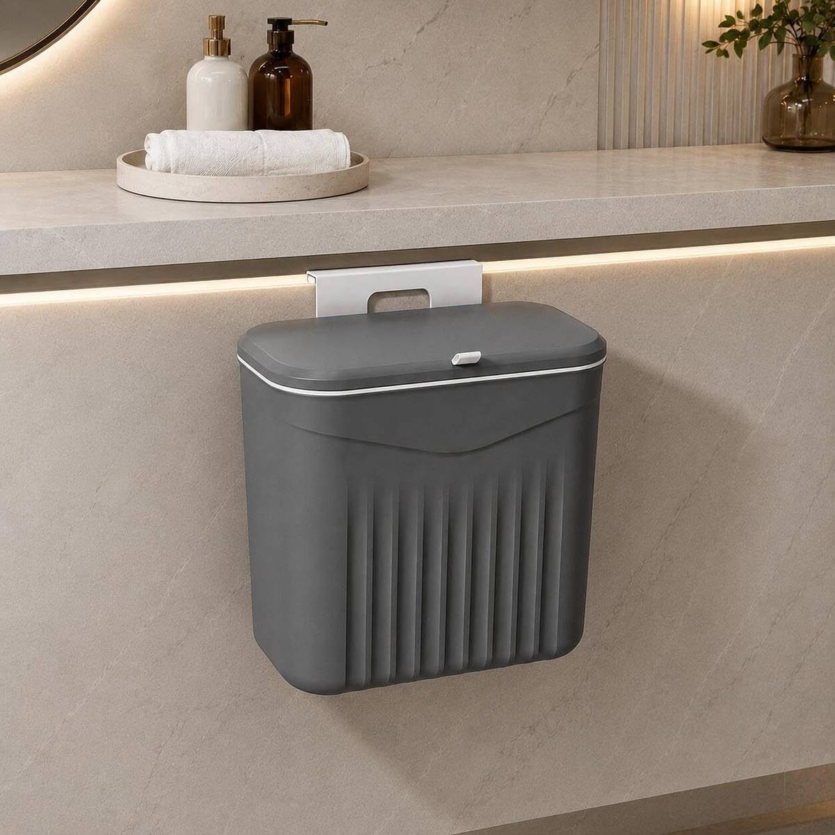 Compact Hanging Garbage Bin for Kitchen Counter Waste Storag Plastic Dustbin — photo 6