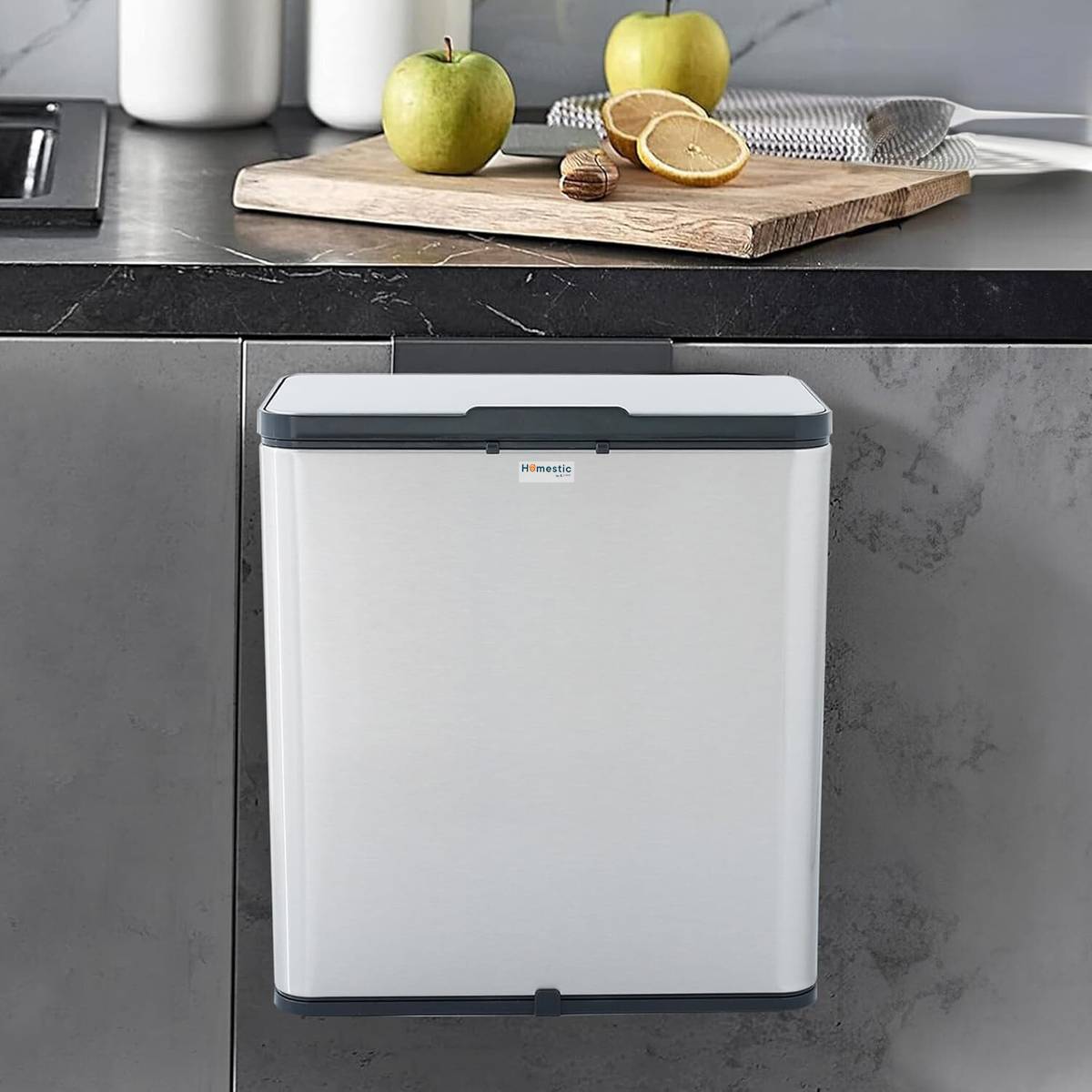 HOMESTIC by Kuber Industries Stainless Steel 6L Hanging Kitchen Trash Can With Lid Stainless Steel Dustbin — photo 6