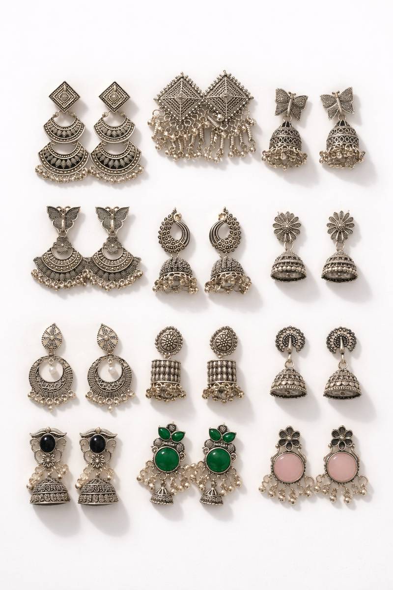 ELITEKRTZ Trending 12 Pairs combo jhumka earrings set for women Alloy Jhumki Earring, Drops & Danglers, Stud Earring, Earring Set, Chandbali Earring — photo 6
