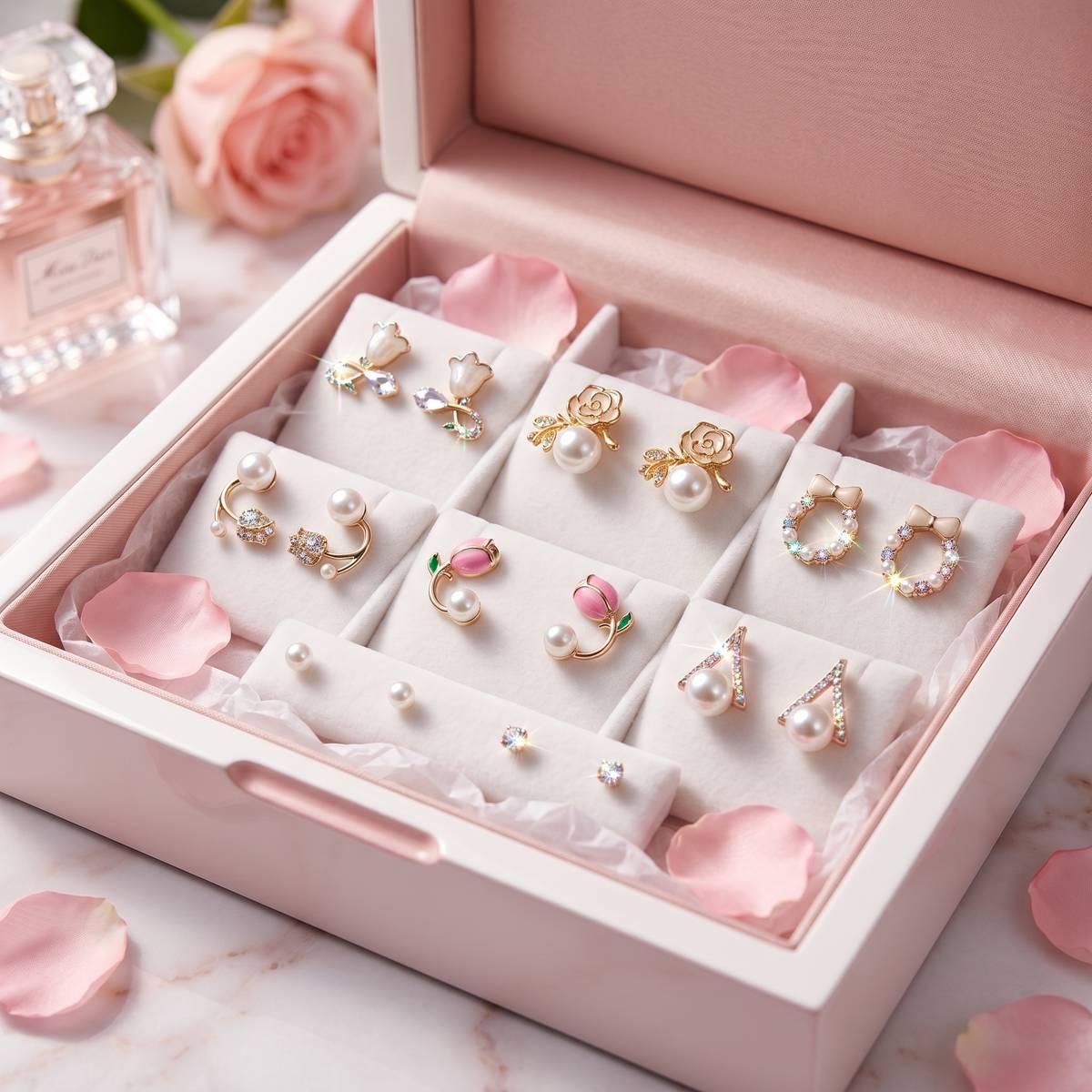 Khattu Store Korean Earrings Combo Set of 8 Best Seller Collection for women and girls Pearl Alloy Stud Earring — photo 6