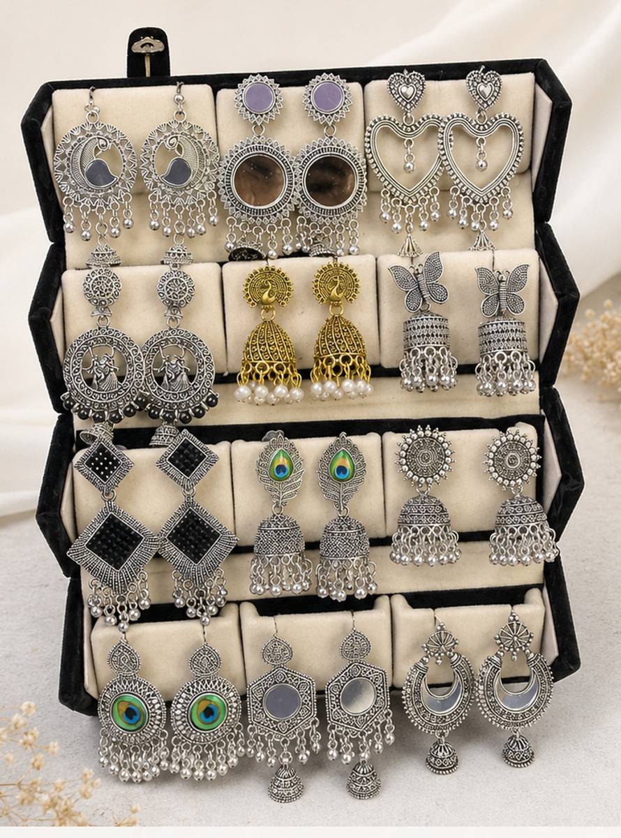 HS BANDHU HS BANDHU 12 earing combo with velvet box Metal Earring Set, Jhumki Earring — photo 6