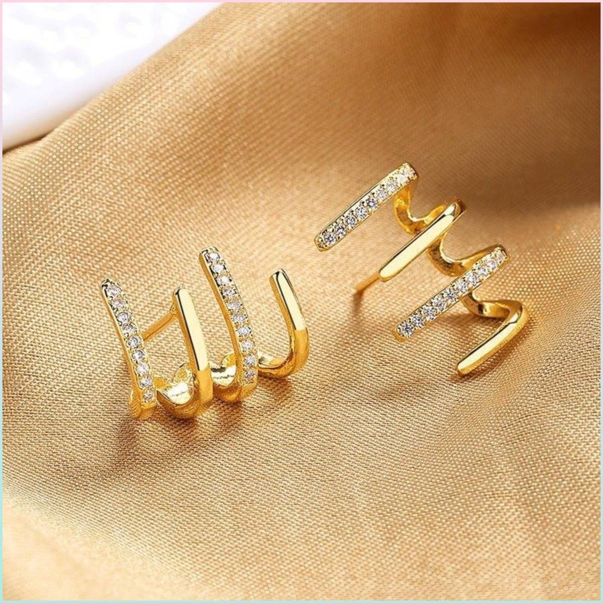 Vembley Gold Plated Cubic Zirconia 4 Effect Claw Stud Earrings For Women And Girls Cubic Zirconia Alloy Stud Earring — photo 6