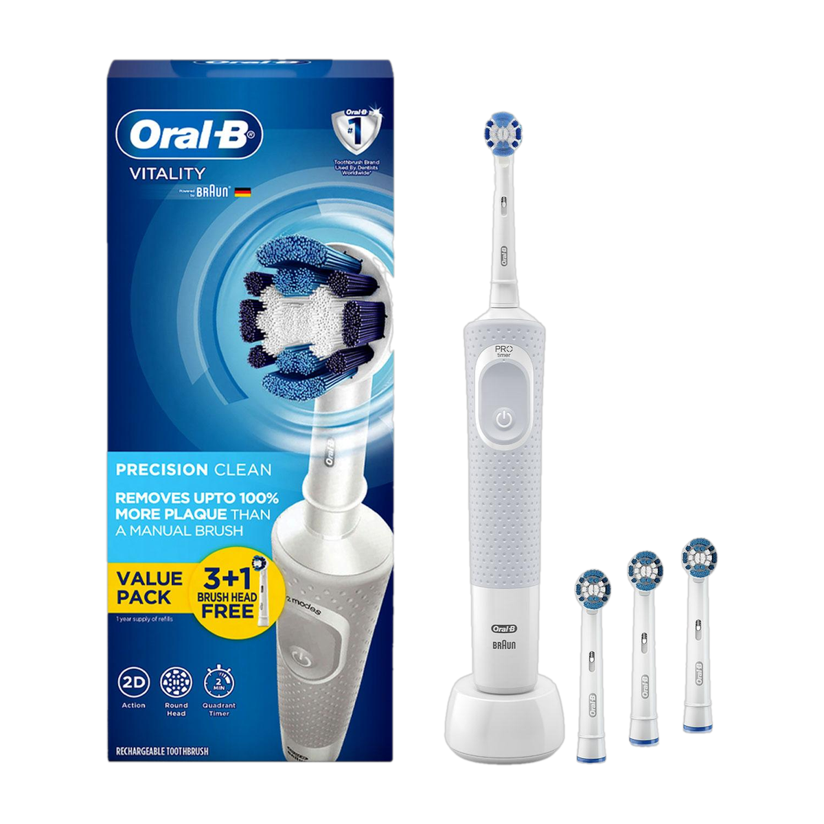 Oral-B Vitality + Refills, 4 Brush Heads, 2 Modes, 2 Min Timer,Rechargeable Electric Toothbrush — photo 6