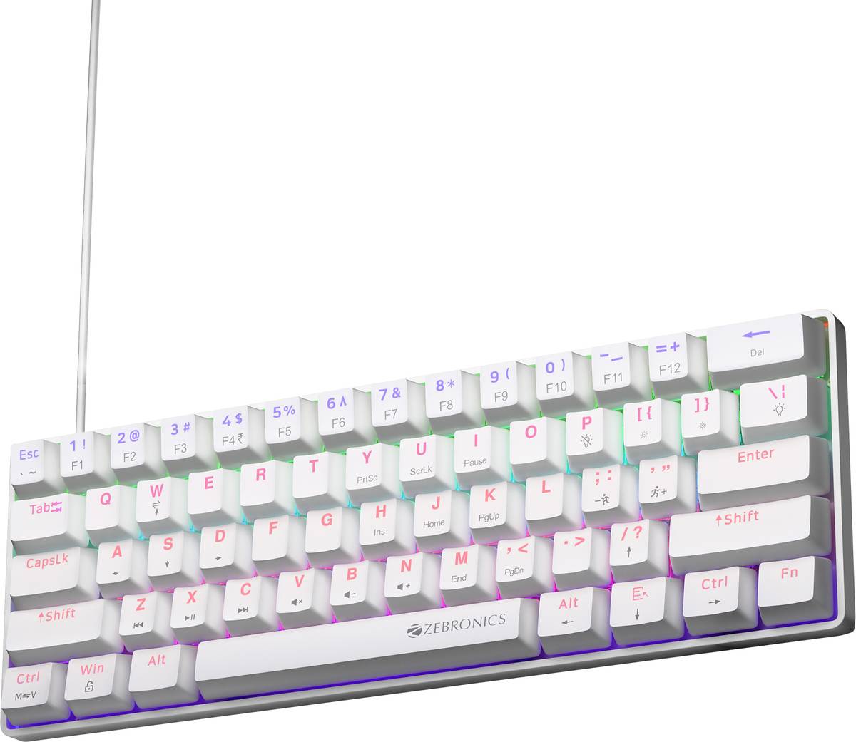 ZEBRONICS ZEB-MK1 Wired USB Tenkeyless Gaming Keyboard Compatible with Desktop, Laptop, Mac Silent linear Red Switches, 26 Anti Ghosting, Double shot KeyCaps, 17 LED Modes, 61 keys,Mechanical — photo 6