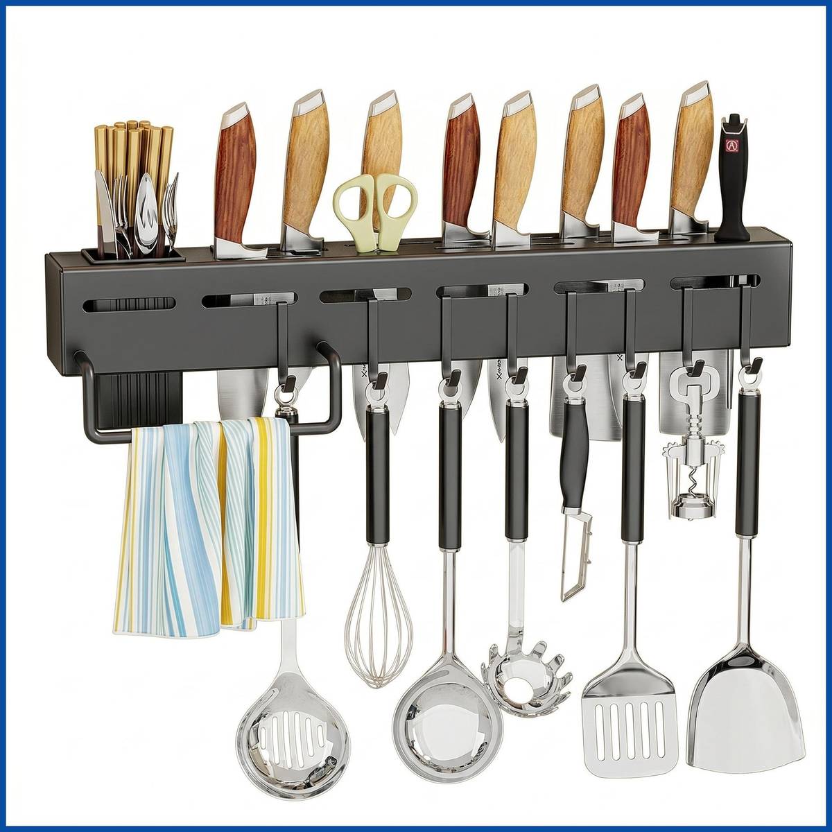 Cutlery Kitchen Rack Plastic, Iron Kitchen Hanging Rack | Kitchen Storage Rack Modern Design Self Adhesive — photo 6