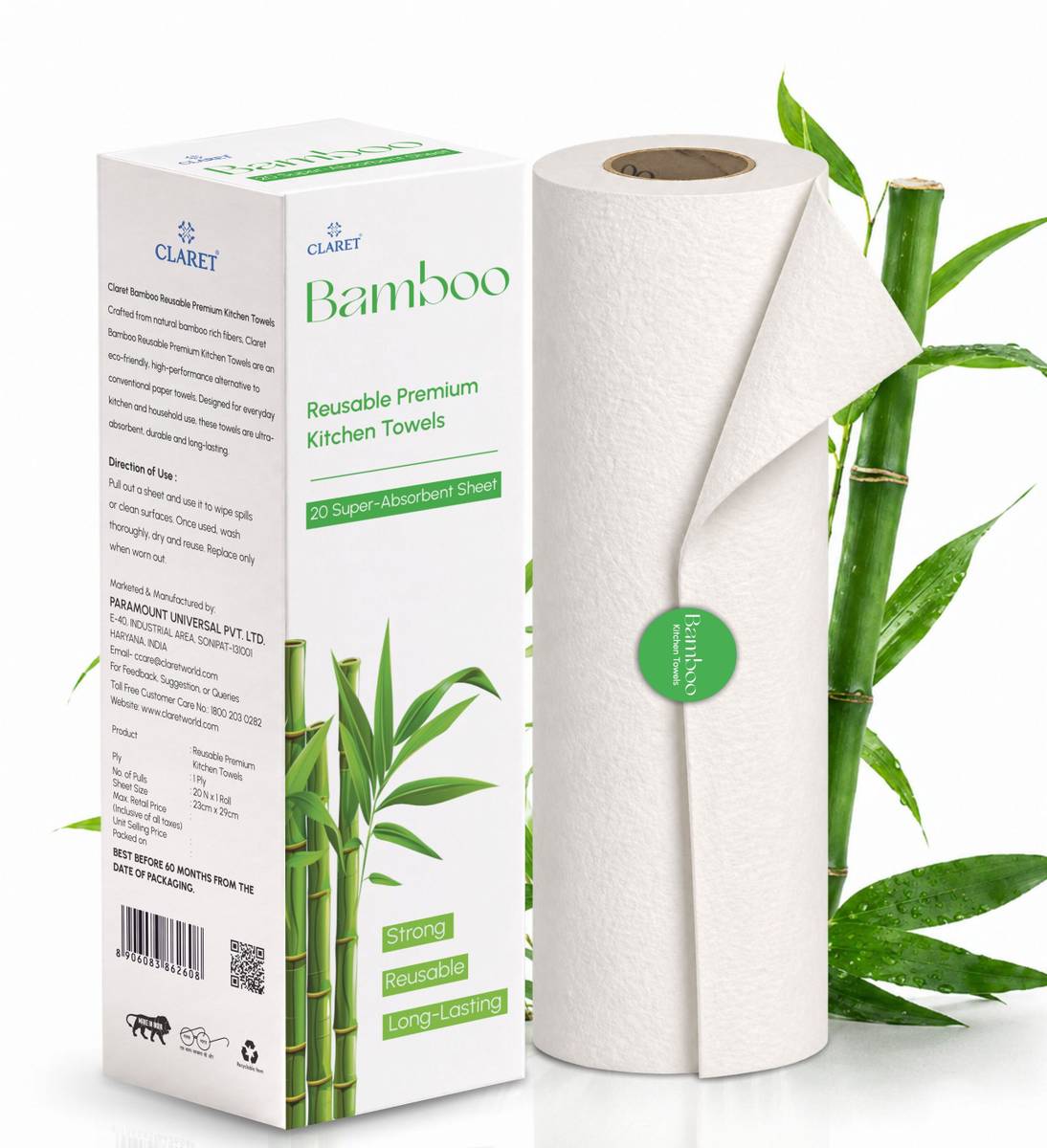 CLARET Bamboo Reusable Premium Kitchen Towel | Washable, Ultra Absorbent | Pack of 1 — photo 6