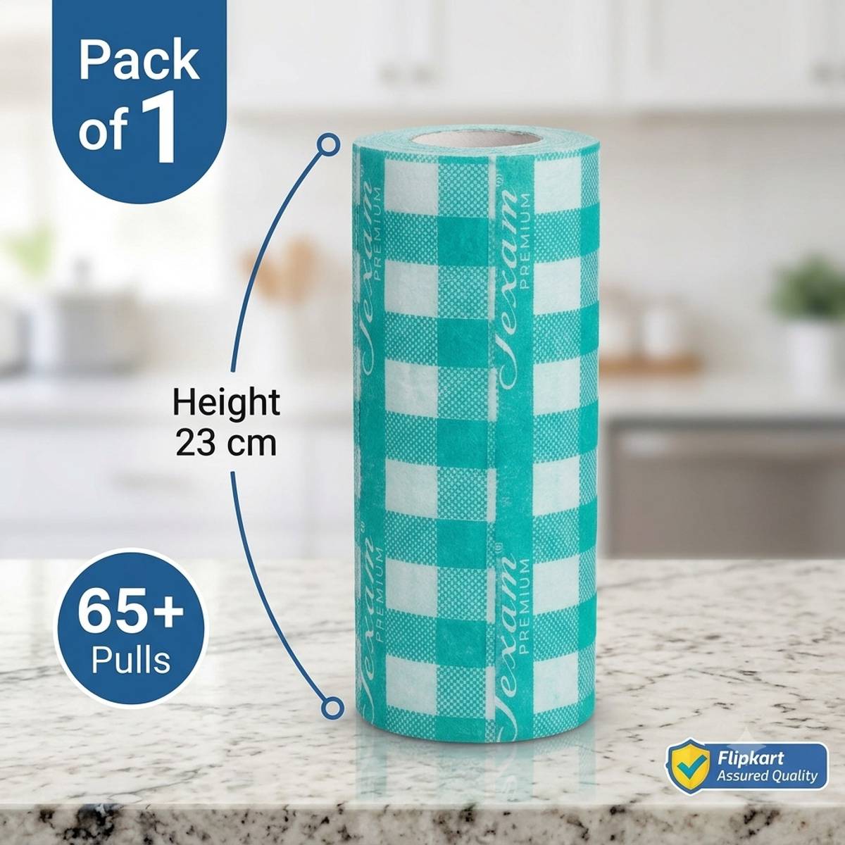 Premium Reusable & Washable Kitchen Wipe Roll Non Woven (Cyan Checkered) — photo 6
