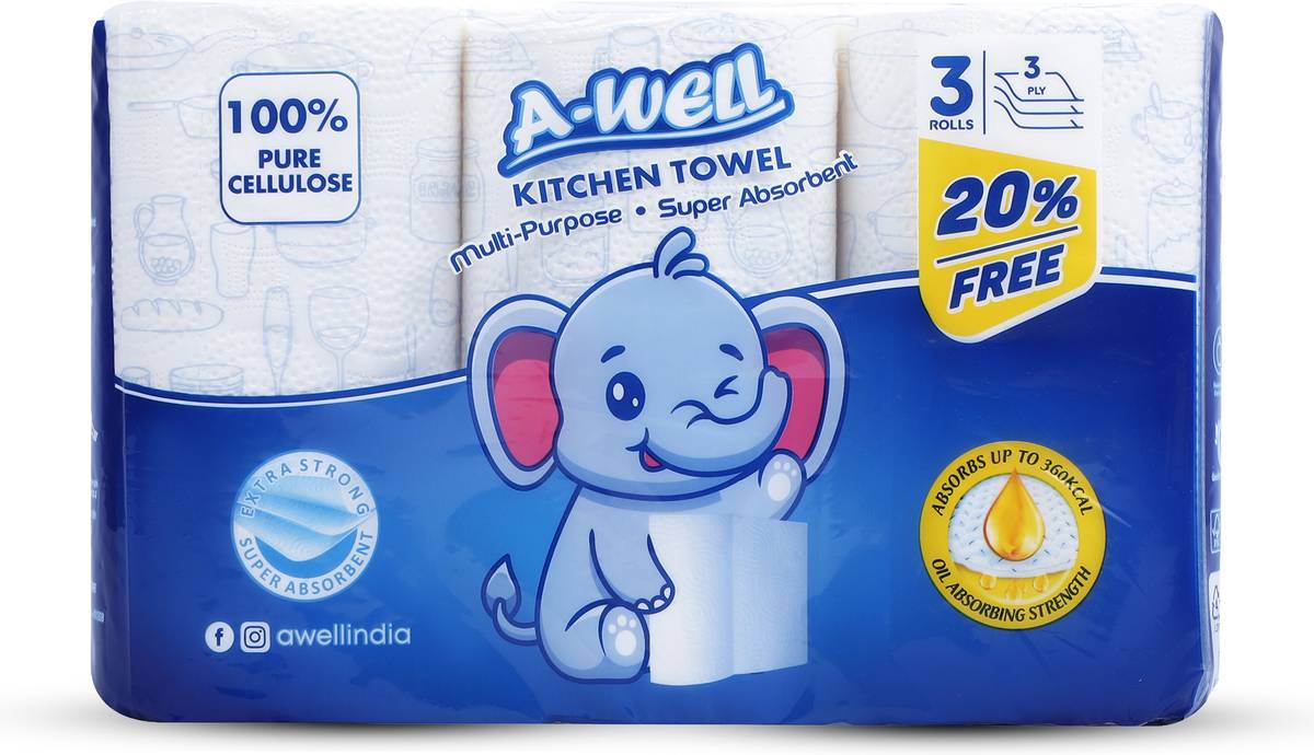 A-Well A-Well Kitchen Tissue Roll 3X90 | Extra Strong & Highly Absorbent — photo 6