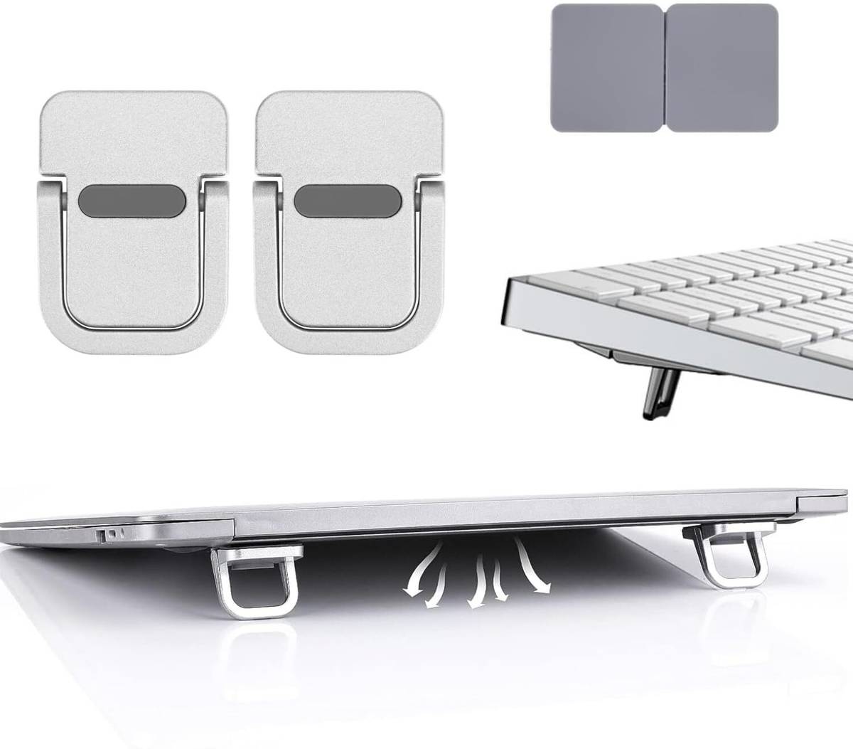 Compatible with MacBook, Dell, HP, Lenovo, Asus, Acer & More 2PCS Invisible Metal Laptop Stand for Desk | Portable Mini Laptop Keyboard Riser Carbon Steel Rotatable Laptop Stand Compatible with Universal Laptops — photo 5