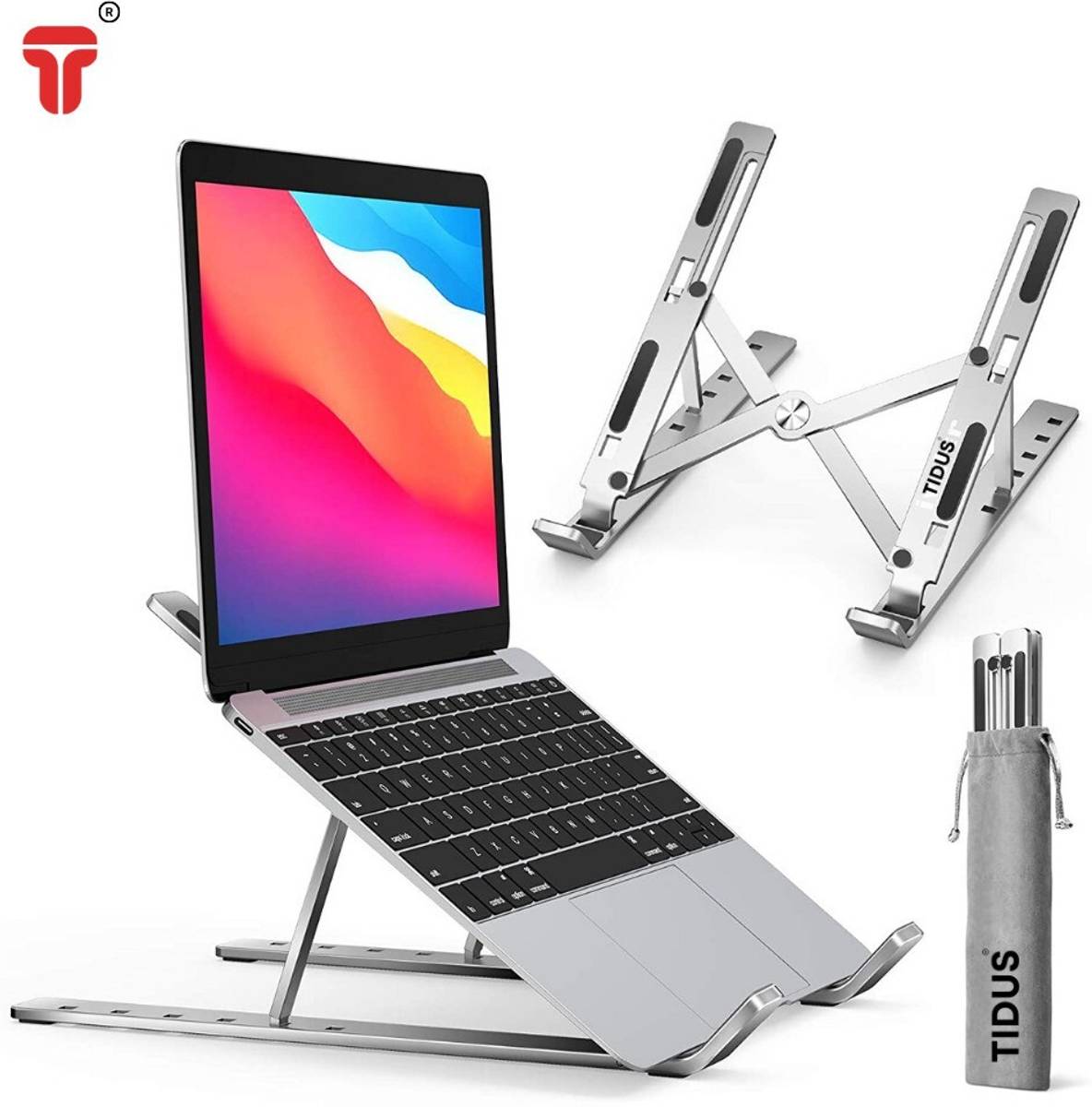 WorkMate 6-in-1 Height Adjustable Aluminum Stand, Compatible with All Laptops of 10-15.6" TS1 Aluminium Rotatable Laptop Stand with Adjustable Height Compatible with 36 - 39cm Laptops — photo 6