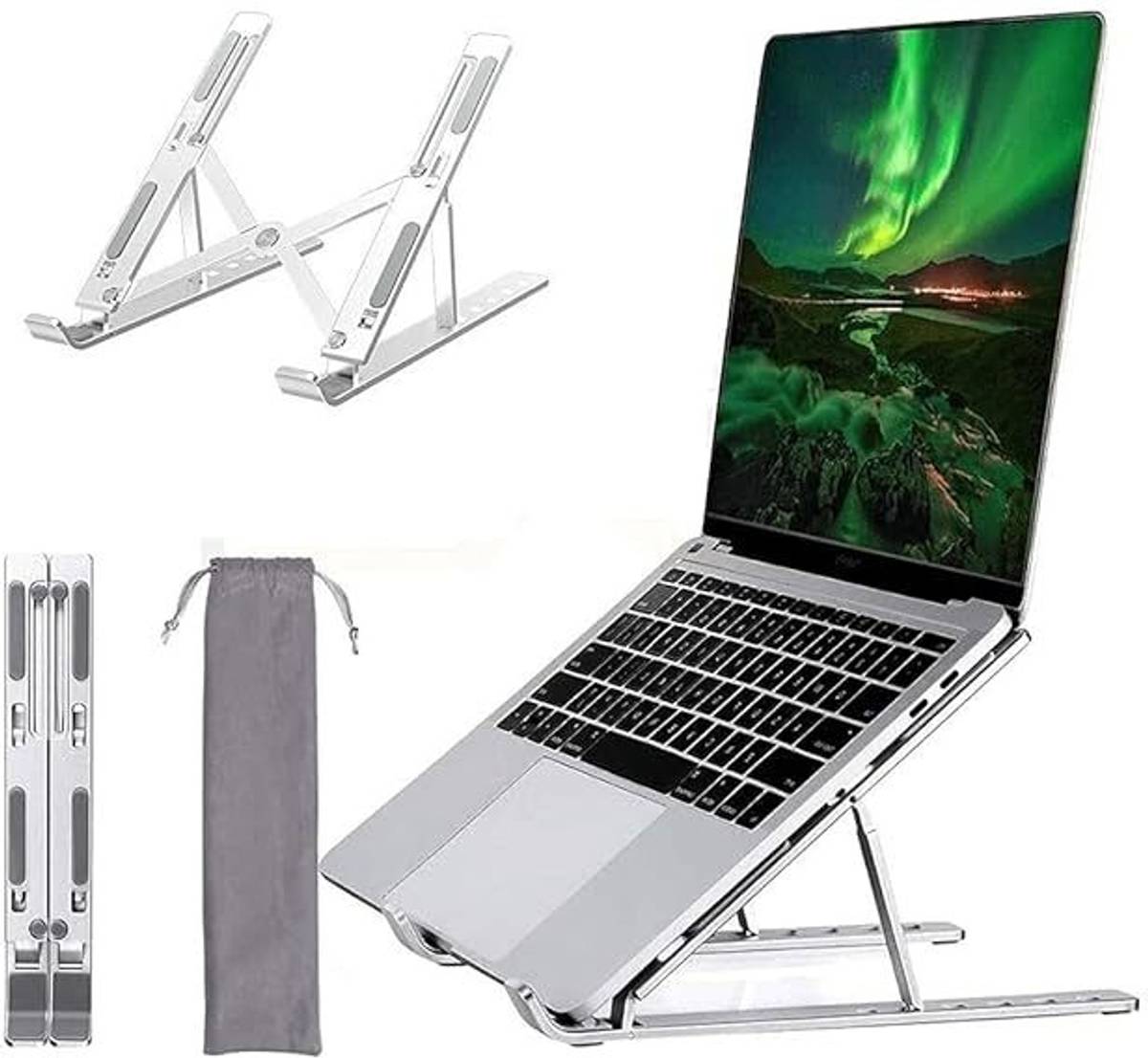 SHIVAM HUB Foldable Aluminum Laptop Adjustable Portable Notebook Cooling Stand for Laptop ALS-FOLD-01 Aluminium Laptop Stand with Adjustable Height Compatible with Universal, 26 - 35 cm, 36 - 39cm, 40 - 44cm Laptops — photo 6