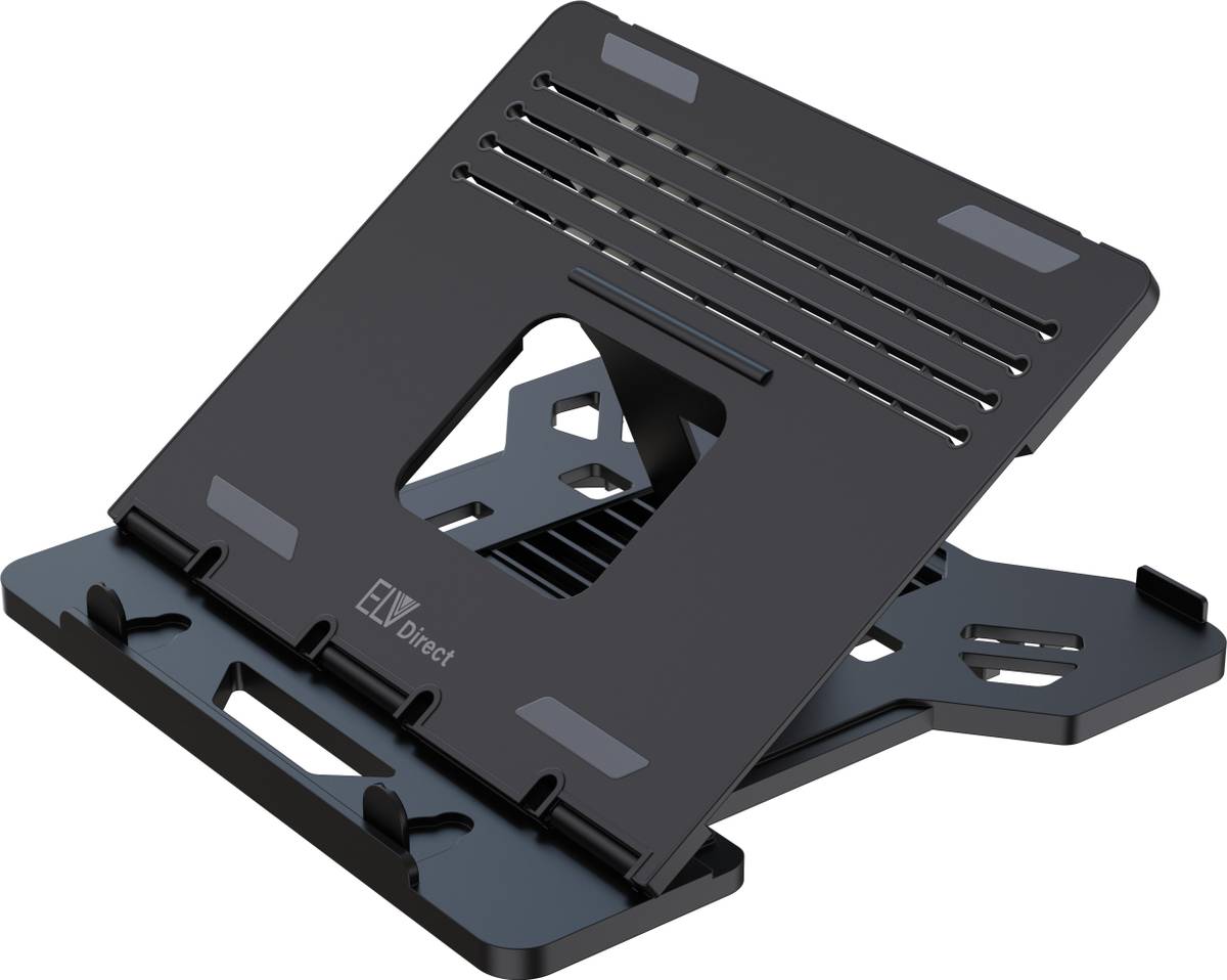 ELV DIRECT Adjustable Foldable Laptop Stand Laptop Tabletop Stand for Desk Foldable ABSLAPSTNDBLK11 Plastic Desk Stand Laptop Stand with Adjustable Height Compatible with Universal Laptops — photo 6