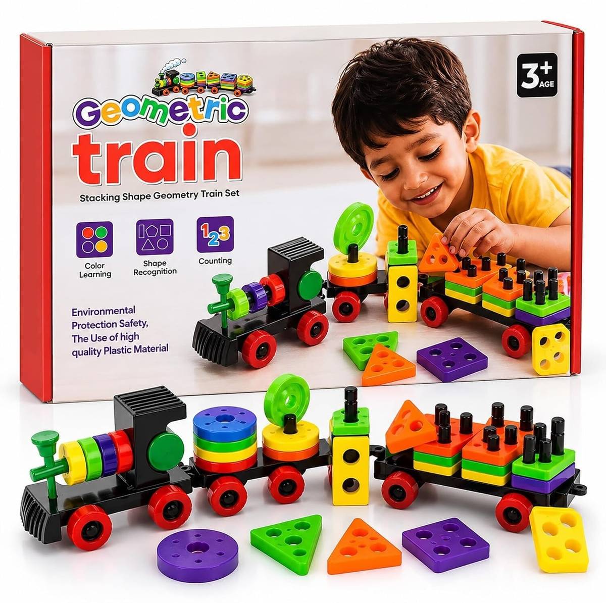Sotnof Geometric color & Shape Sorting Train Toy for Kids Educational Learning set — photo 6