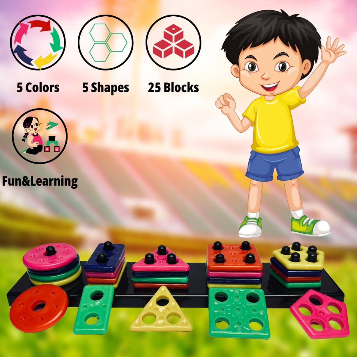 LEVIATHAN TOY 5 DIFFERENT SHAPE WITH 5 DIFFERNET COLORS EACH, 1 BASE PLATE — photo 4