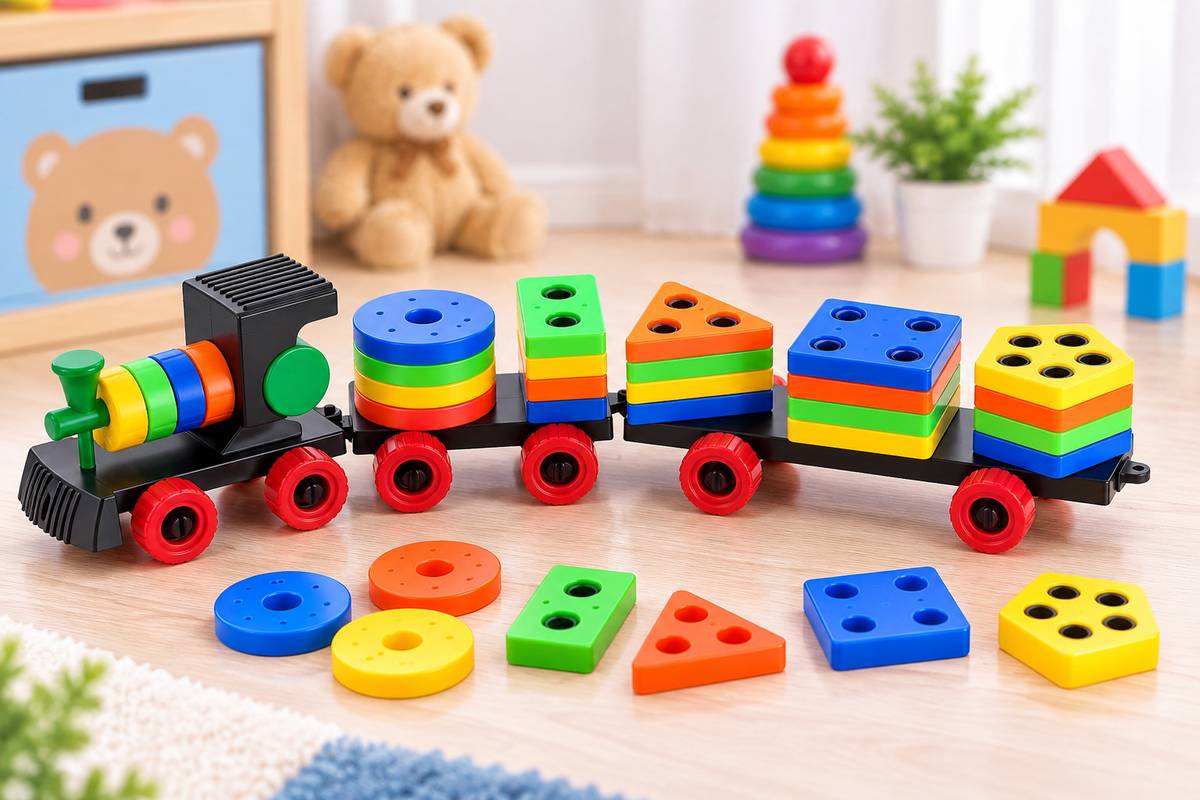 Mira Farmcraft Amazely Geometric Train Blocks Shape Sorting & Colour Stacking Toys for Preschool Kids — photo 5