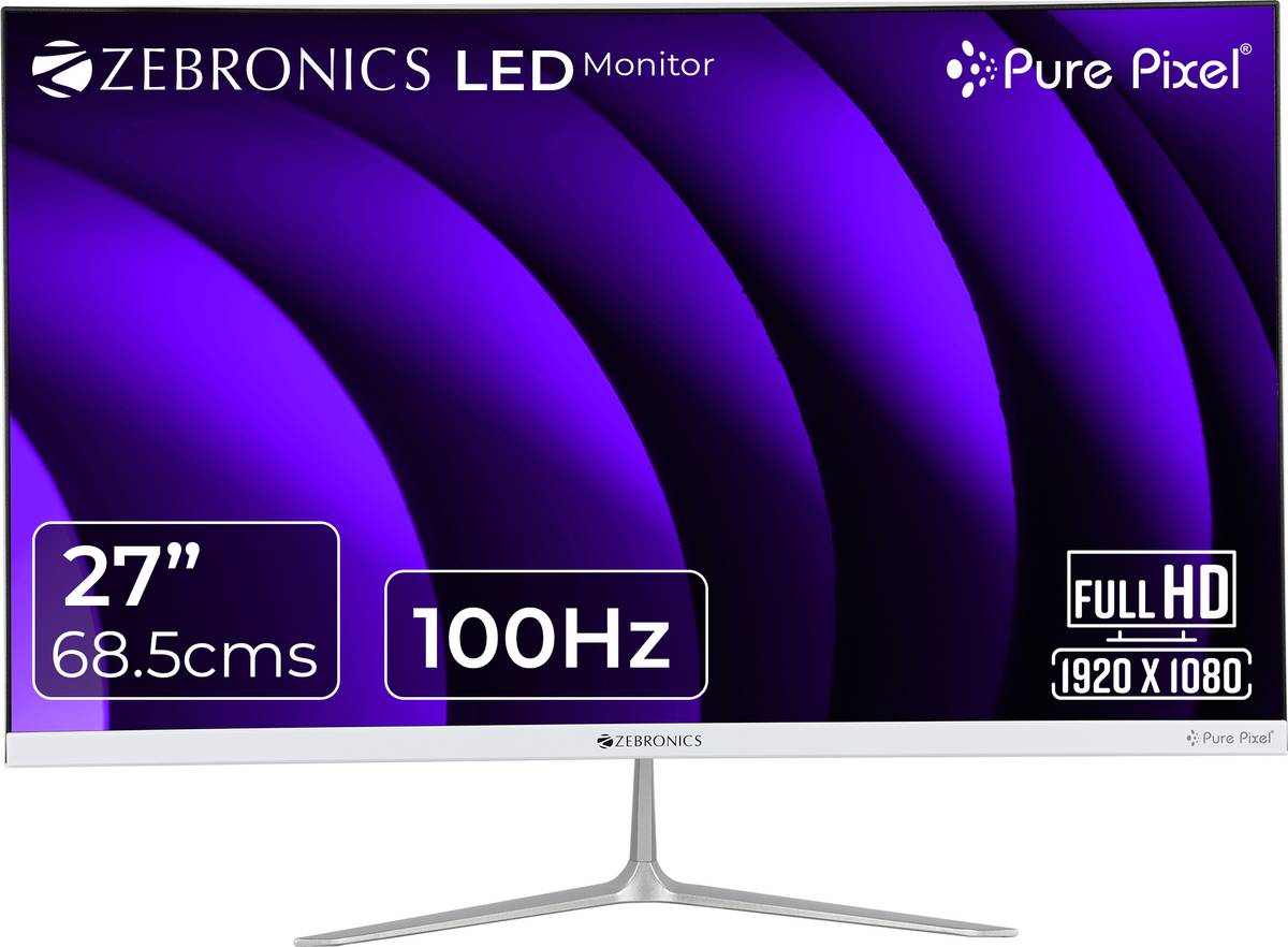 SA127 68.58 cm (27 inch) Full HD LED Backlit IPS Panel with Bezel-Less, HDMI, VGA, 250nits, Built-in Speaker, Anti-Glare Screen Monitor (Zeb-SA127 -68.5cm-100Hz (White)) — photo 6