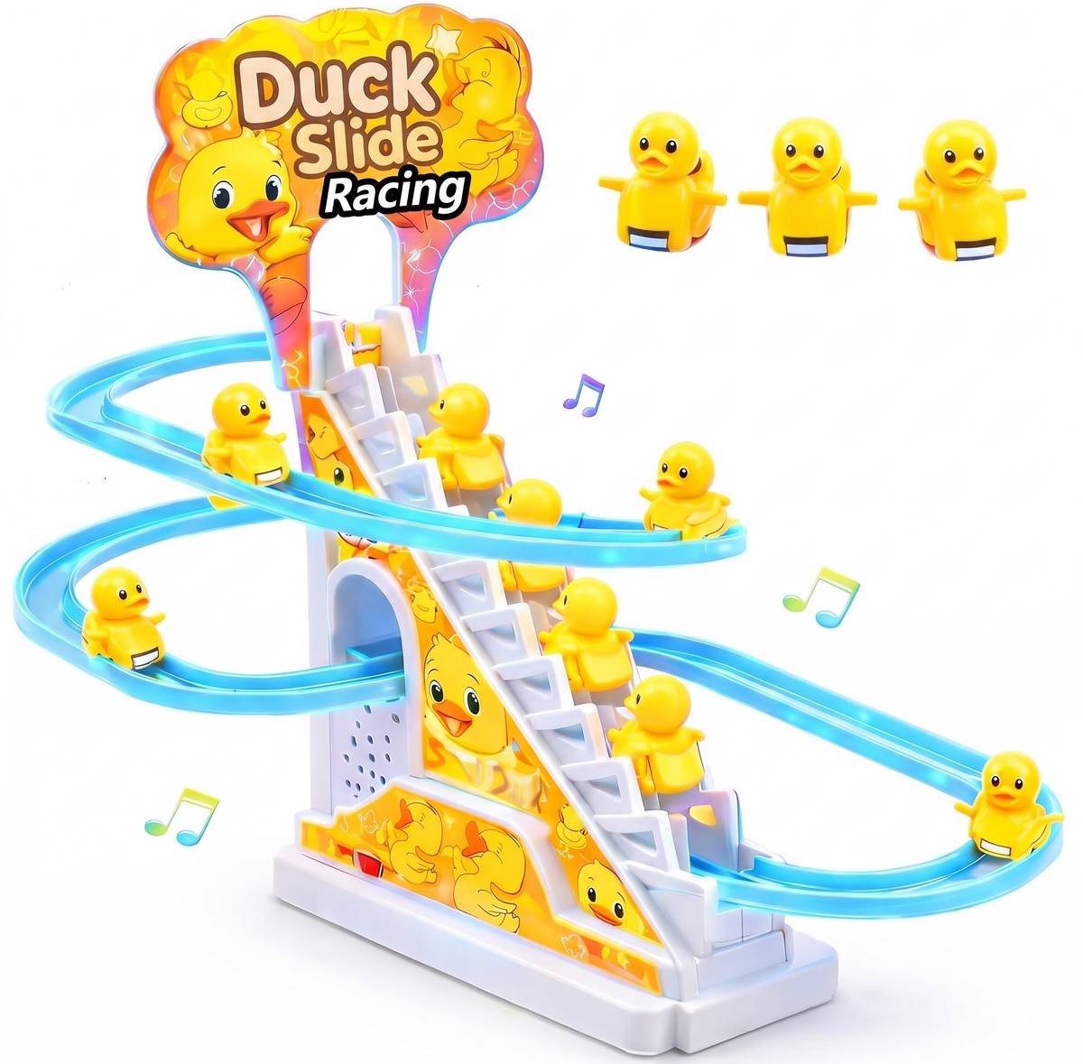 Automatic Climbing Stair-Sliding Duck Track Toy Set with Music & Lights for Kids — photo 6