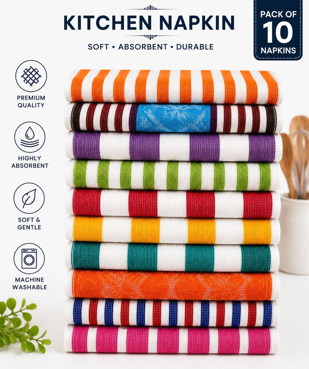COTTON HIGH ABSORBENT HAND TOWELS , FOR DAILY AND KITCHEN USE - NAPKIN-108 Multicolor Cloth Napkins — photo 4