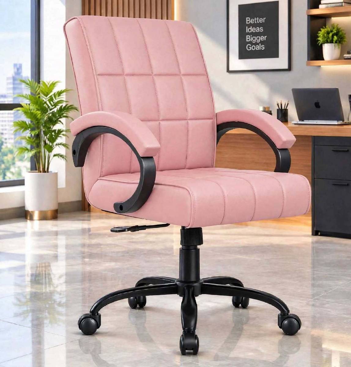 ZRF Mid back Work from home/Office/study/desk Leatherette Office Adjustable Arm Chair — photo 4