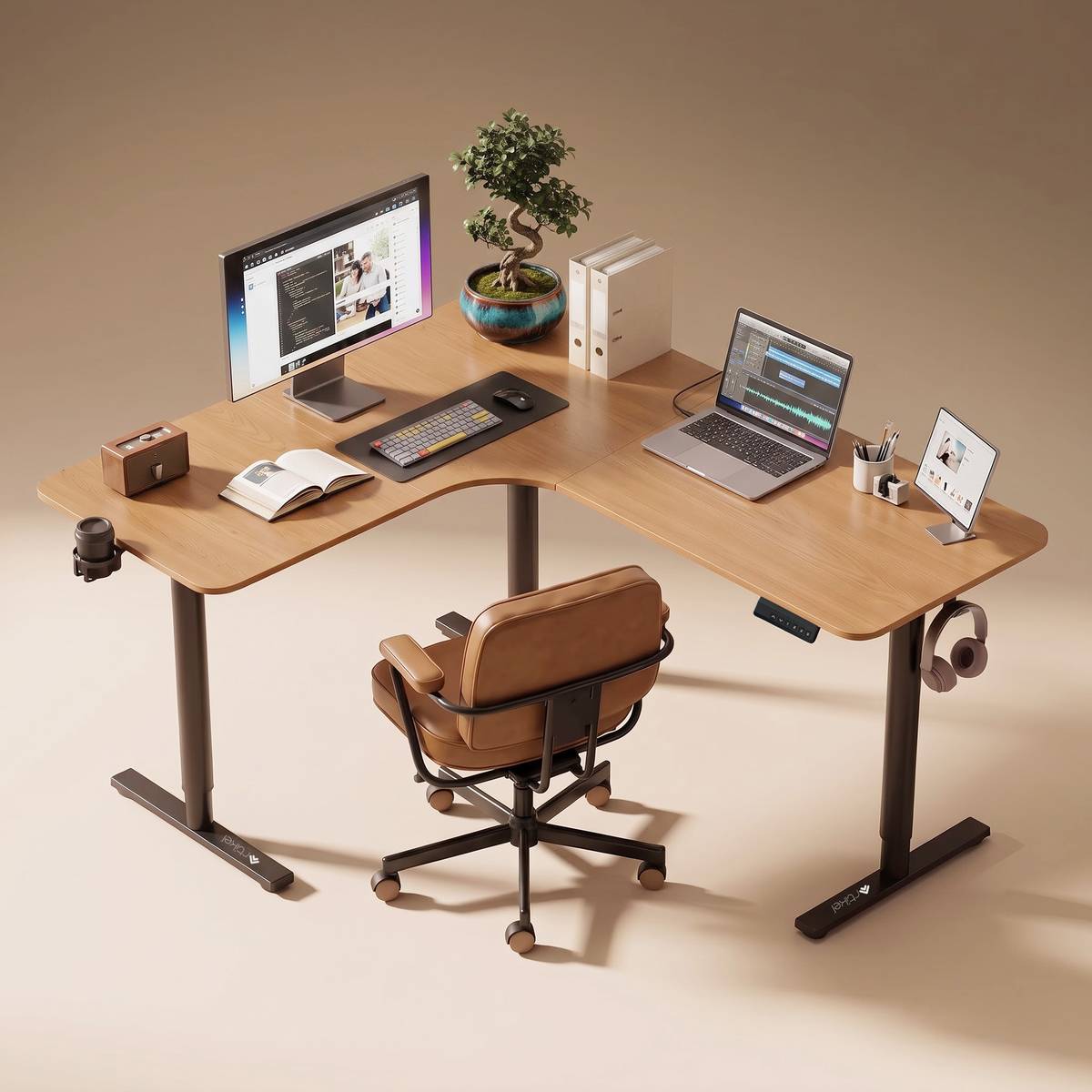 Ergonomic L-Shaped Electric Desk for Office & Home | 100 Kg Load | 160×140×60 cm Engineered Wood Office Table — photo 6