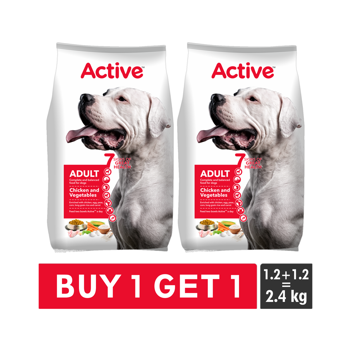 Active Buy 1 get 1 (2x1.2 kg) Chicken & Vegetable 2.4 kg (2x1.2 kg) Dry Adult Dog Food — photo 6