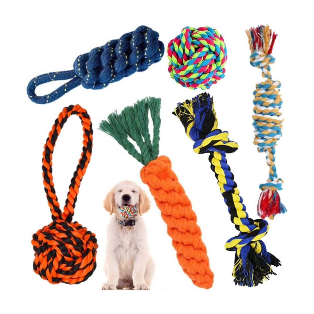 decorvaiz Toys for Puppies & Small Dogs Toys | Rope Ball Toy | Color May Vary | Cotton, Rubber Ball, Bone, Chew Toy, Rubber Toy, Chew Toy, Training Aid, Tug Toy For Dog — photo 6