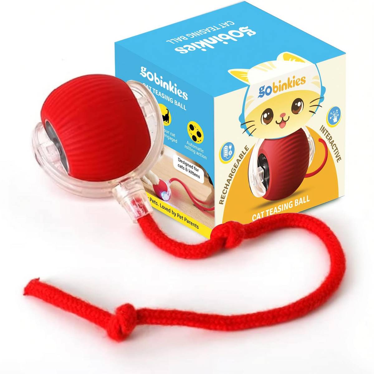 Smart Rolling Interactive Cat & Dog Toy, LED Ball, Type C Rechargeable Silicone Ball For Dog & Cat — photo 6