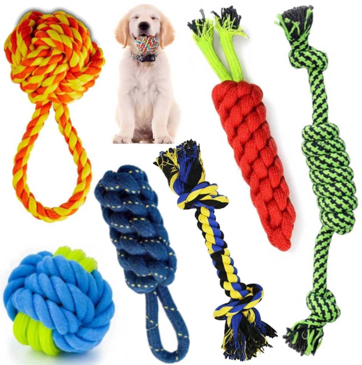PETZLUV YOUHAVEDEAL Toys for Puppies & Medium Dogs Toys | Color May Vary | Rope Ball Toy Cotton Ball, Tug Toy, Fetch Toy, Training Aid, Chew Toy For Dog & Cat — photo 6