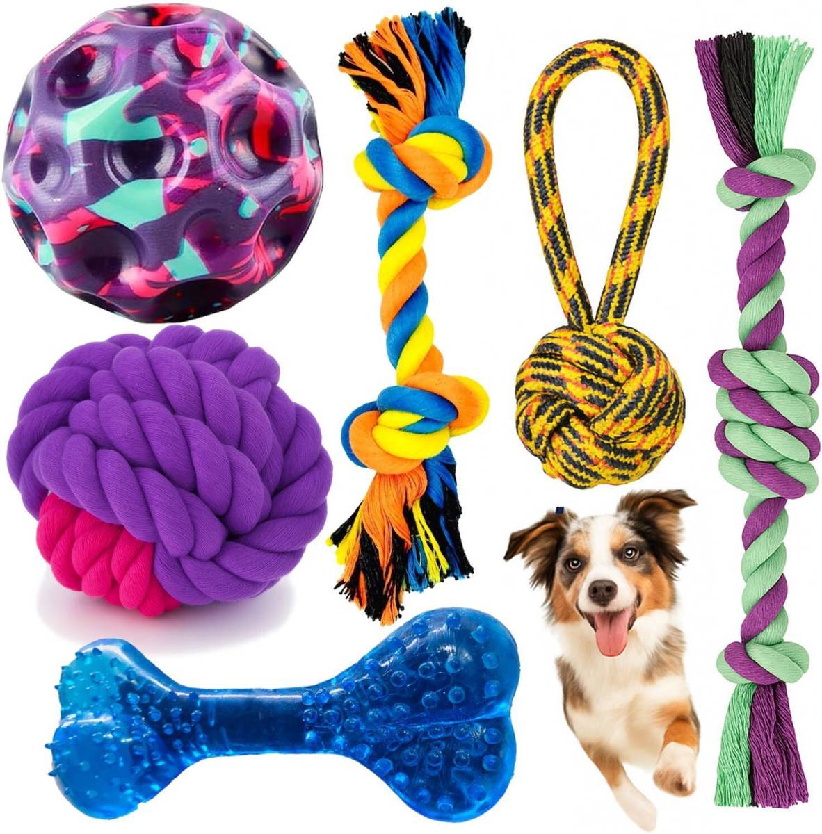 PETZLUV YOUHAVEDEAL 6 in 1 Dog Toy Combo for Medium Dogs –Bouncing Ball, Bone & Rope Toy Cotton Bone, Ball, Chew Toy, Fetch Toy, Training Aid, Tug Toy For Dog — photo 6