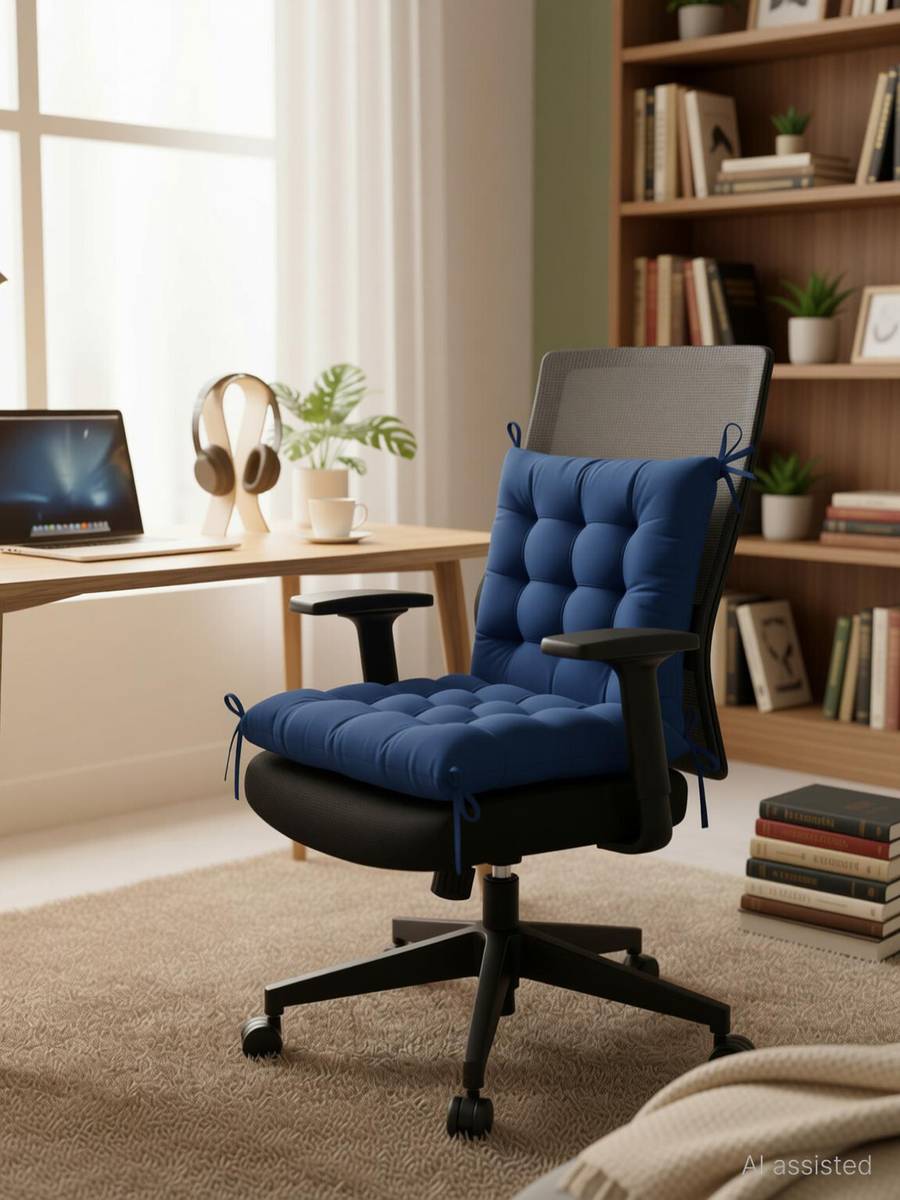 Microfibre Chair Pad Pack of 2 Solid Chair Cushion Soft Comfortable Seat Pad for Home Office — photo 6