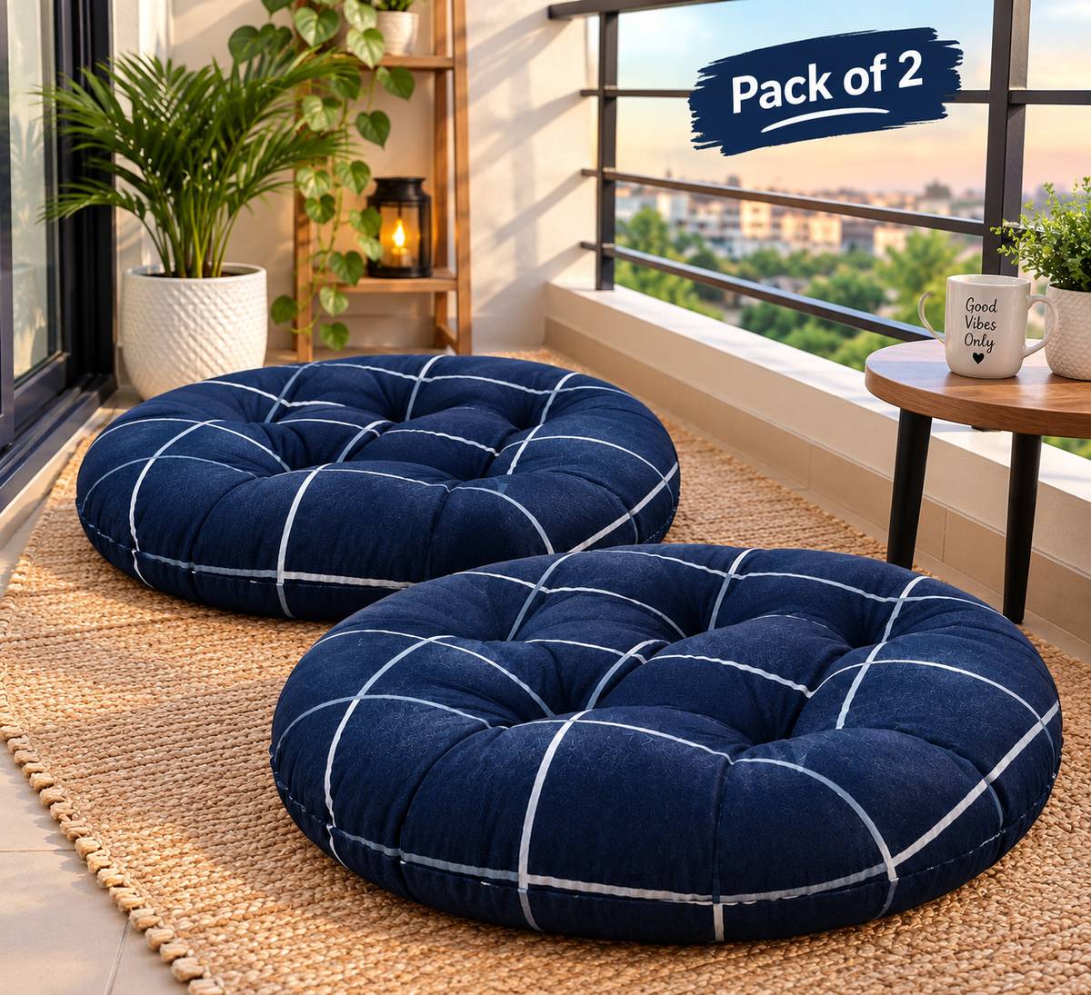 Cotton, Microfibre Chair Pad Pack of 2 Printed ROUND CHAIR PAD PRIMIUM — photo 4