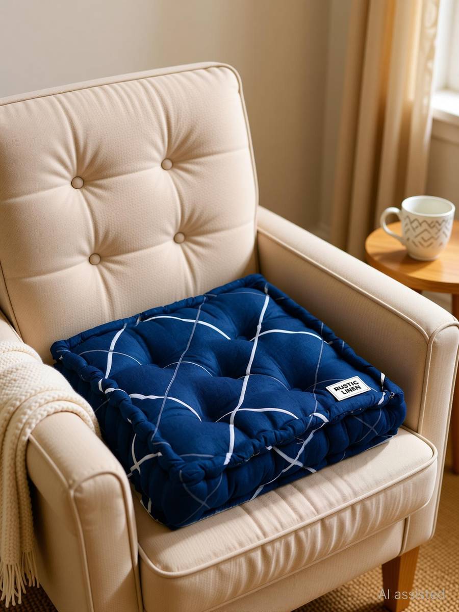 RUSTIC LINEN Cotton Chair Pad Pack of 1 Stripes — photo 6
